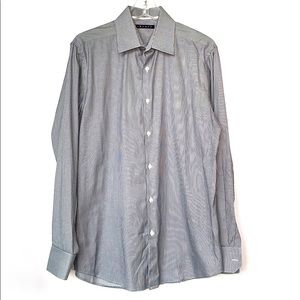 THEORY Men’s Striped Button‑Down Shirt | Blue & White Dress Shirt | 15.5R/32-33